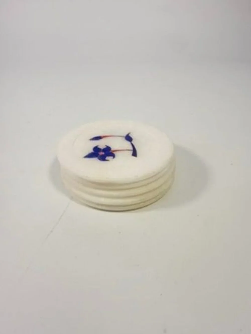 Marble Coaster Set 5 Lapis Lazuli Inlay Stone Floral Barware Decor Replacement S